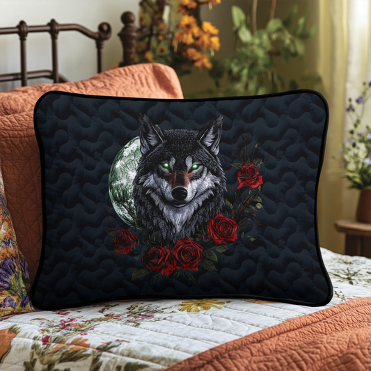 Silver Moon Wolf Quilted Bedding Pillow Case NCU0DK4177