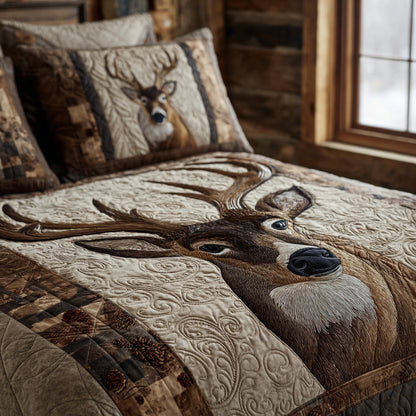Silver Ridge Deer 3-Piece Quilted Bedding Set NCU0DV8023
