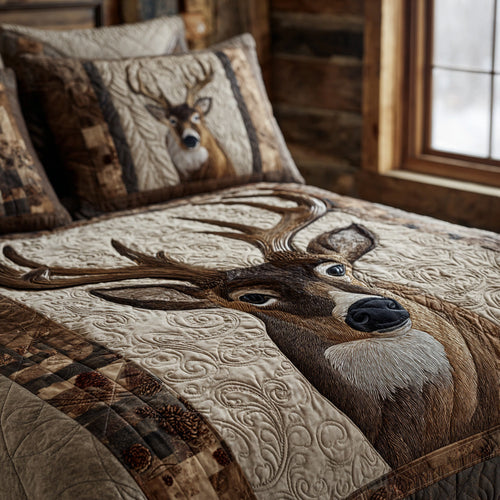 Silver Ridge Deer 3-Piece Quilted Bedding Set NCU0DV8023