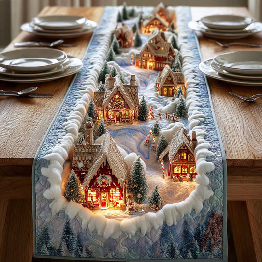 Silver Snow Haven Quilted Table Runner NCU0TD1716
