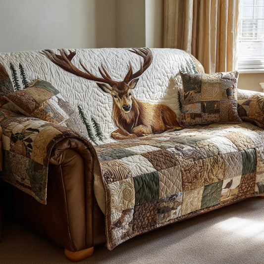 Silver Stag Quilted Sofa Cover NCU0HH1235