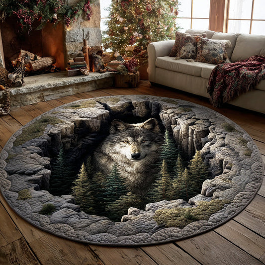 Silver Wolf Quilted Round Mat NCU0TD2080