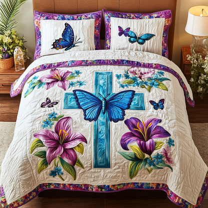Simple Cross 3-Piece Quilted Bedding Set NCU0DK8147
