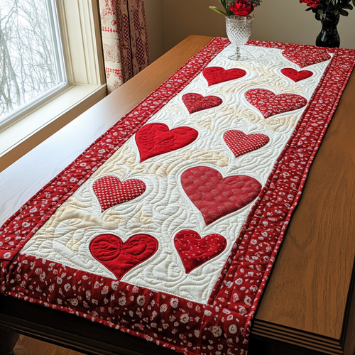 Simple Heart Quilted Table Runner NCU0DK8944