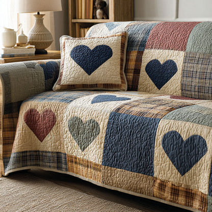 Simple Hearts Quilted Sofa Cover NCU0NT11886