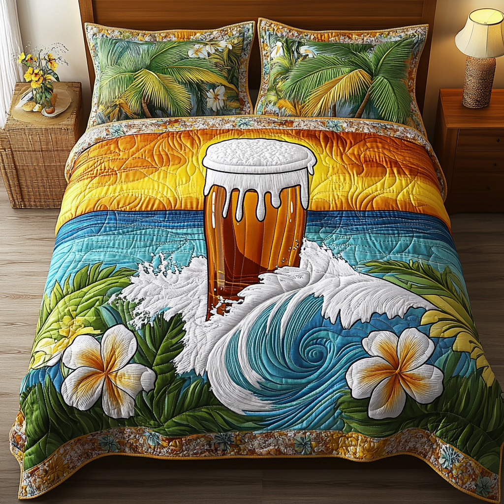 Sip by Sea 3-Piece Quilted Bedding Set NCU0VL1985