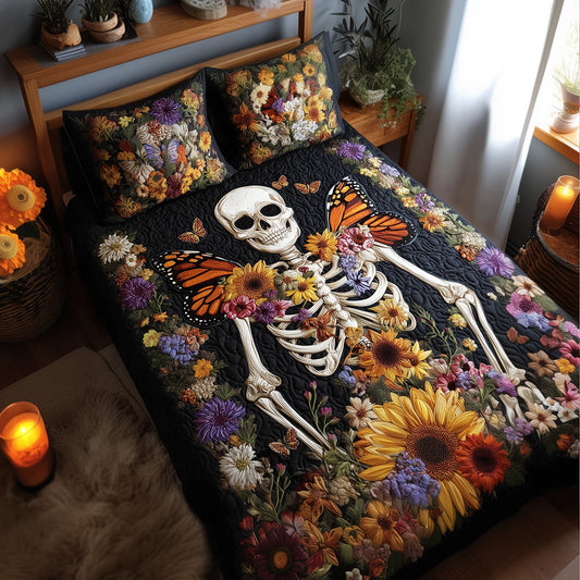 Skeleton Blossom Quilted Bedding Set NCU0TH3198