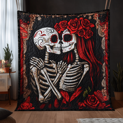 Skeleton Couple Halloween Quilted Blanket NCU0PD569