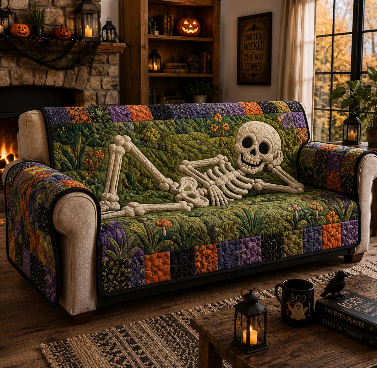 Skeleton Meadow Quilted Sofa Cover NCU0DV9824