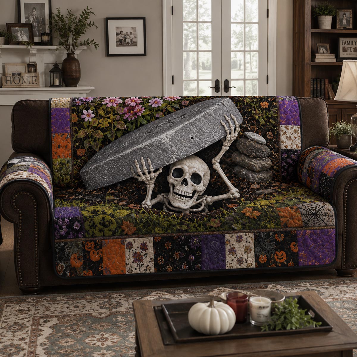 Skeleton Patchwork Quilted Sofa Cover NCU0DV9823