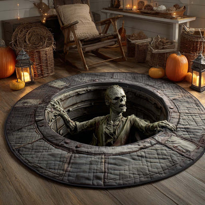 Skeleton Rising Quilted Round Mat NCU0XD958