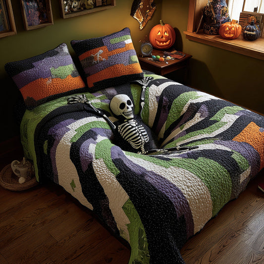 Skeleton Spiral 3-Piece Quilted Bedding Set NCU0DV7571