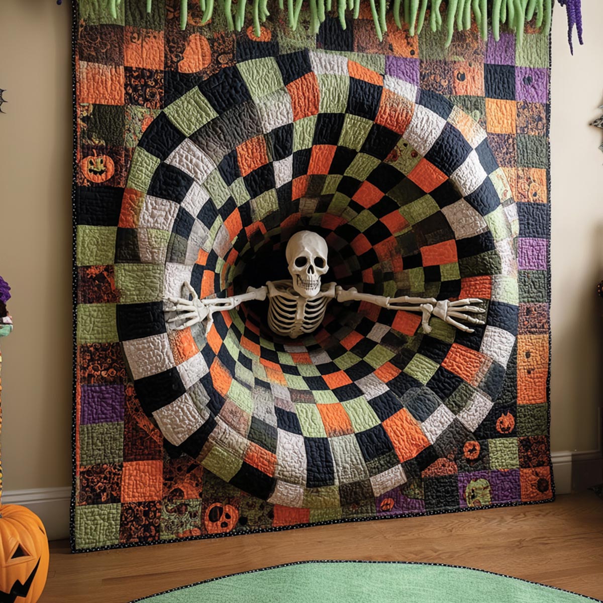 Skeleton Spiral Quilted Blanket NCU0DV9854