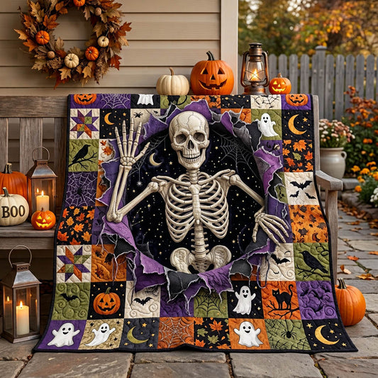 Skeleton Wave Greeting Quilted Blanket NCU0HH2068