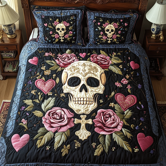 Skull Affection 3-Piece Quilted Bedding Set NCU0VH1923