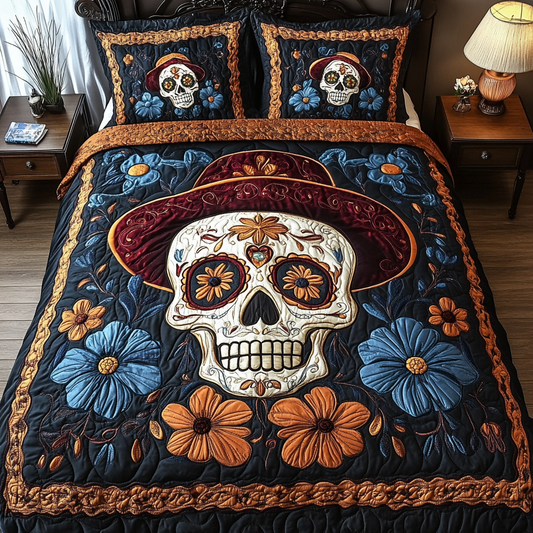 Skull Bloom 3-Piece Quilted Bedding Set NCU0DK9254