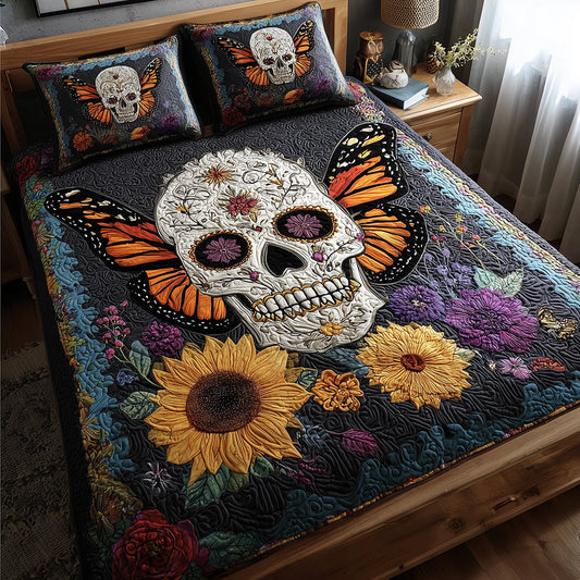 Skull Bloom Quilted Bedding Set NCU0TH3196