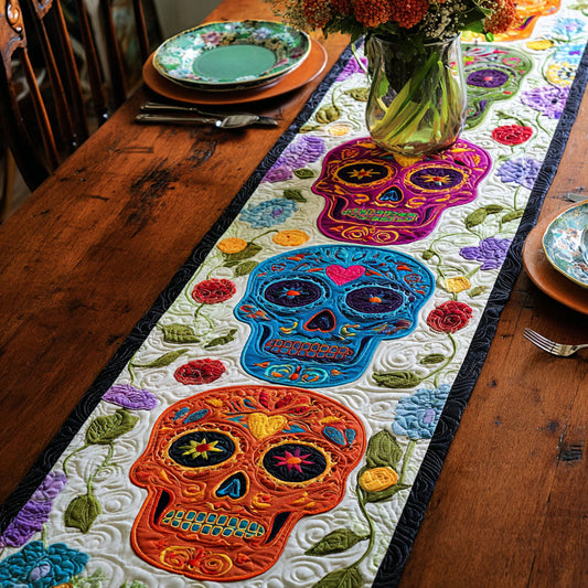 Skull Charm Quilted Table Runner NCU0PT8811