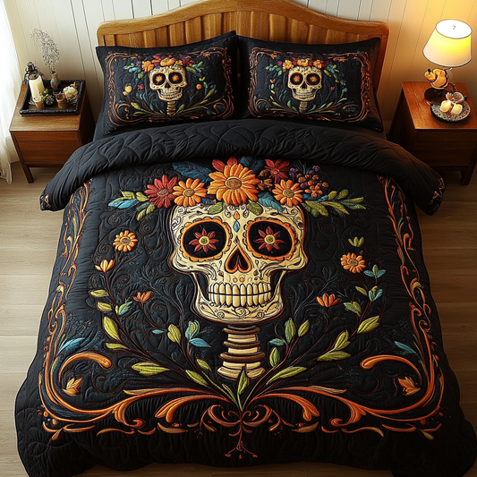 Skull Garden 3-Piece Quilted Bedding Set NCU0DK9259