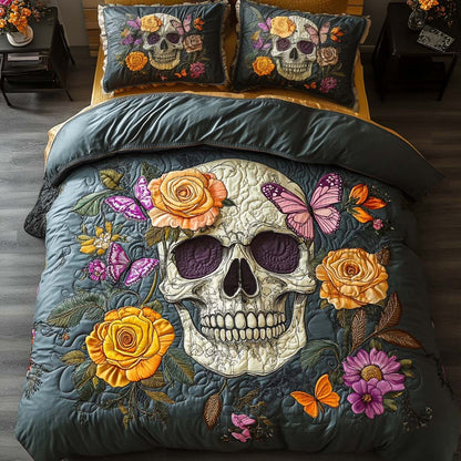 Skull Garden 3-Piece Quilted Bedding Set NCU0NT7951