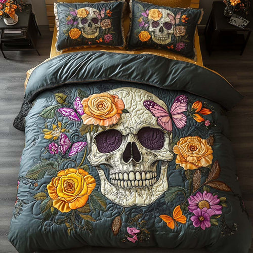 Skull Garden 3-Piece Quilted Bedding Set NCU0NT7951