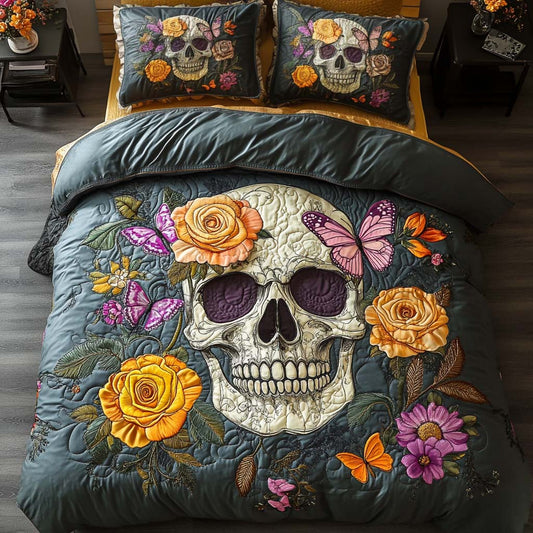 Skull Garden 3-Piece Quilted Bedding Set NCU0NT7951
