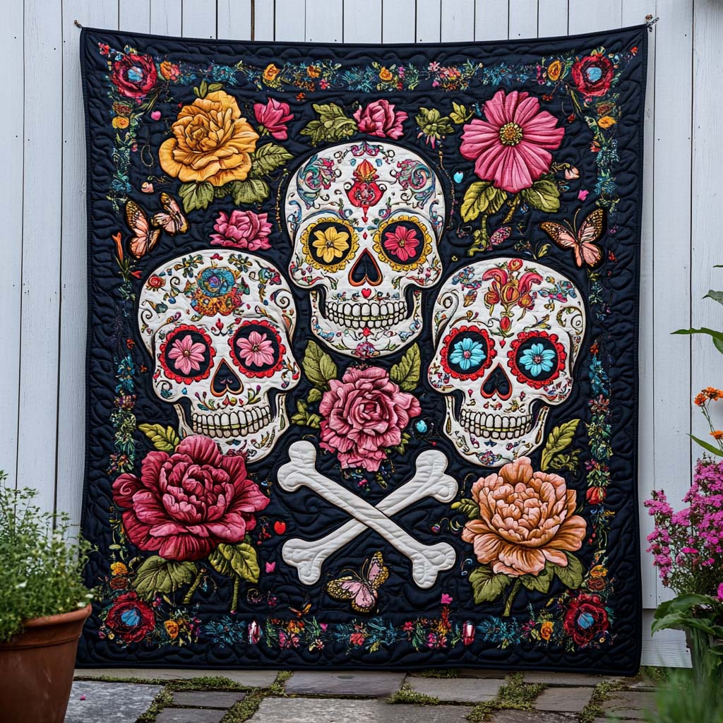 Skull Garden Trio Quilted Blanket NCU0NT7930