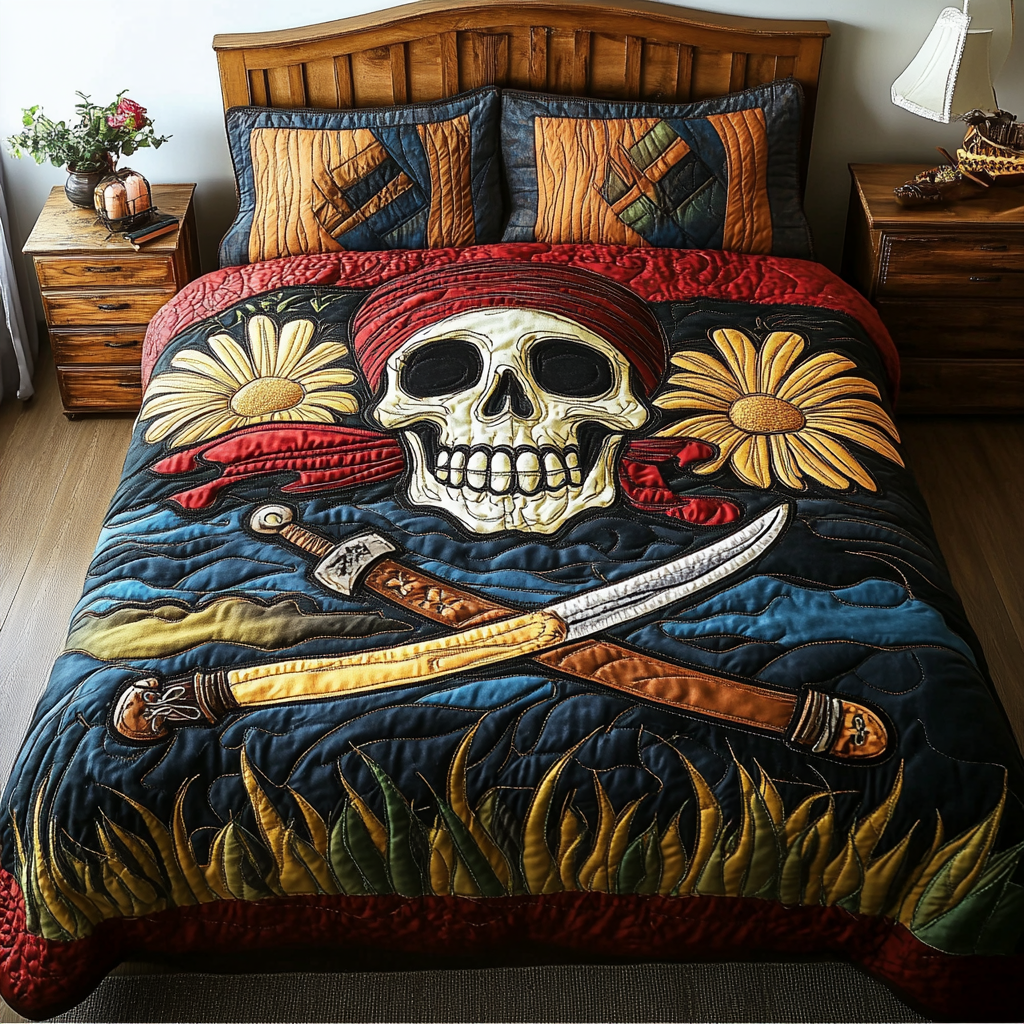 Skull King 3-Piece Quilted Bedding Set NCU0DK6237