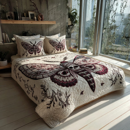 Skull Moth 3-Piece Quilted Bedding Set NCU0VL3731