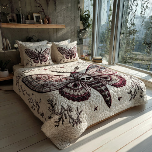 Skull Moth 3-Piece Quilted Bedding Set NCU0VL3731