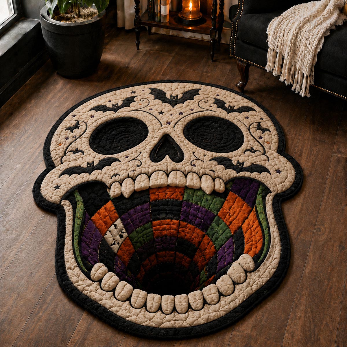 Skull Mouth Abyss Custom Shape Area Rug NCU0DV9846