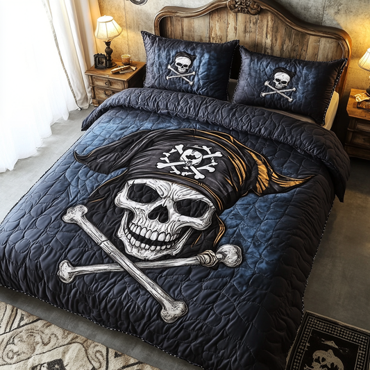 Skull Pirate 3-Piece Quilted Bedding Set NCU0DK6235