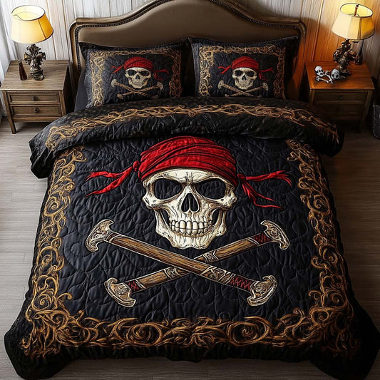 Skull Reign 3-Piece Quilted Bedding Set NCU0NT9519