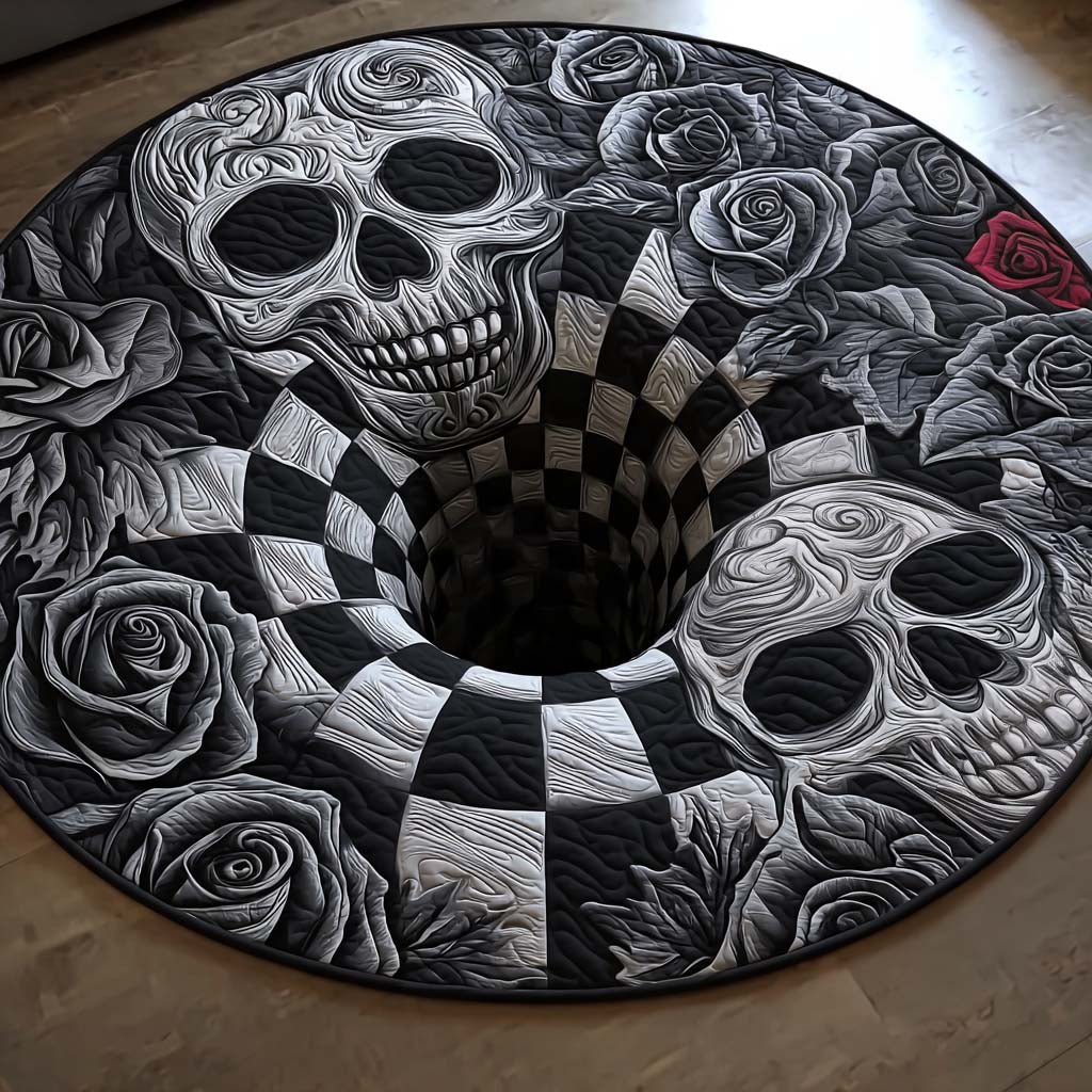Skull Roses Quilted Round Mat NCU0NT9930
