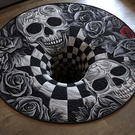 Skull Roses Quilted Round Mat NCU0NT9930