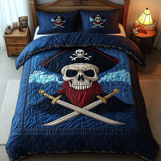 Skull and Crossbones 3-Piece Quilted Bedding Set NCU0DK6240