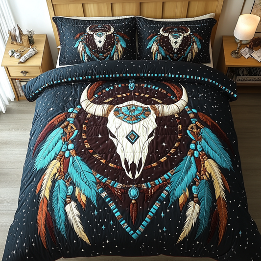 Skull of the West 3-Piece Quilted Bedding Set NCU0DK3225