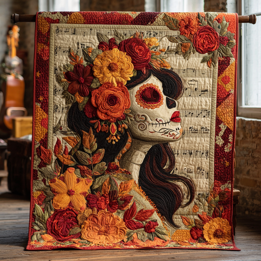 Skulls in Bloom Quilted Blanket NCU0PT8538