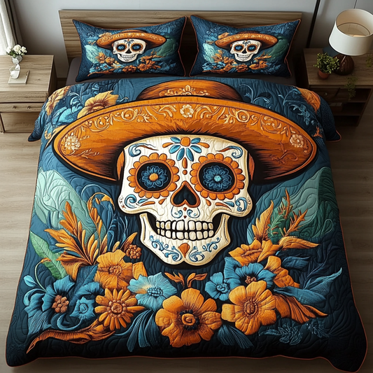 Skully Bloom 3-Piece Quilted Bedding Set NCU0VH5209