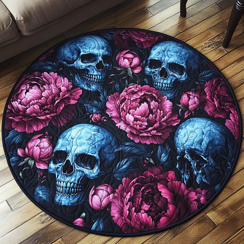 Skully Bloom Quilted Round Mat NCU0VH5214