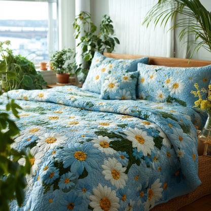 Sky Daisies 3-Piece Quilted Bedding Set NCU0VL3081