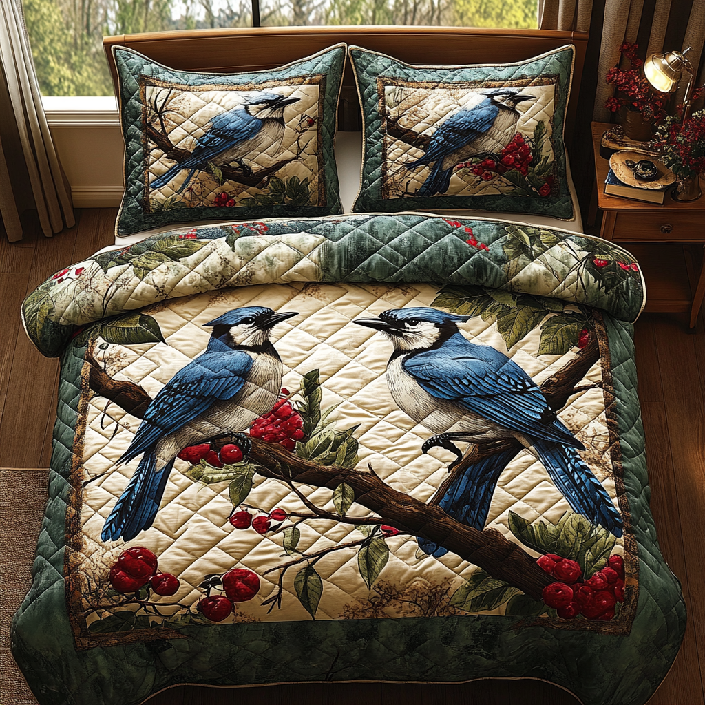 Sky Feather 3-Piece Quilted Bedding Set NCU0DV4714