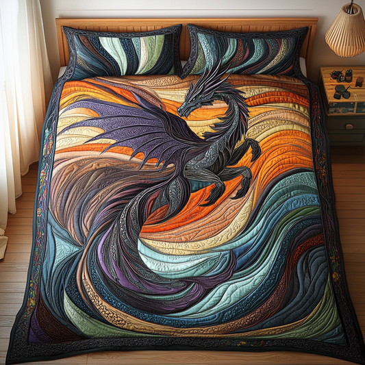 Sky Serpent 3-Piece Quilted Bedding Set NCU0DK7278