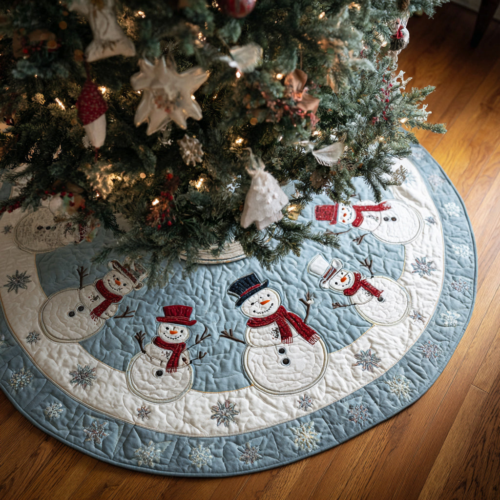 Sky Snowman Quilted Christmas Tree Skirt NCU0HH1199