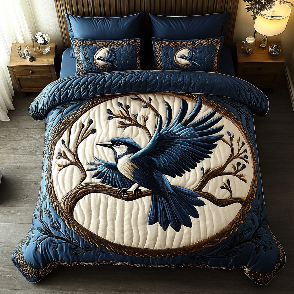 Skyward Bluejay 3-Piece Quilted Bedding Set NCU0DK4265