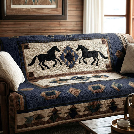 Slate Blue Wild Harmony Quilted Sofa Cover NCU0NT11940