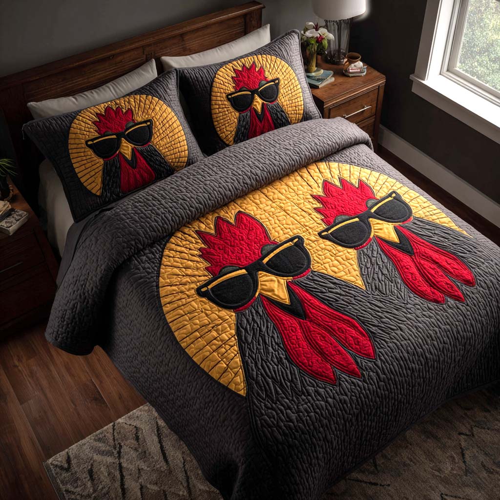 Slay the Coop 3-Piece Quilted Bedding Set NCU0XD013