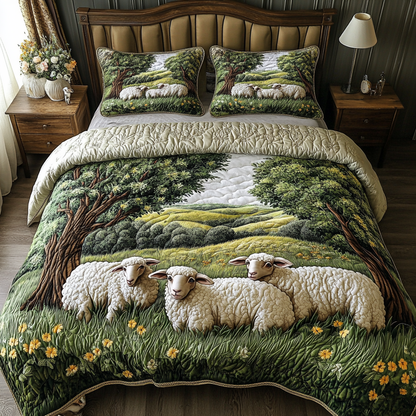 Sleepy Fields 3-Piece Quilted Bedding Set NCU0VH5246