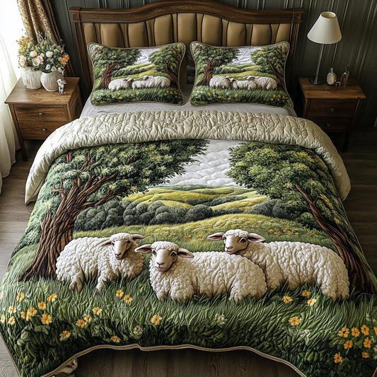 Sleepy Fields 3-Piece Quilted Bedding Set NCU0VH5246