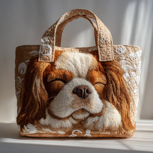 Sleepy King Charles Quilted Tote Bag NCU0HH472